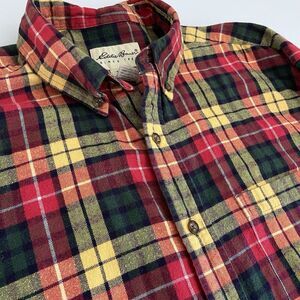 Eddie Bauer Mens Flannel Shirt Size Medium Button-Down Collar‎ Long Sleeve Plaid